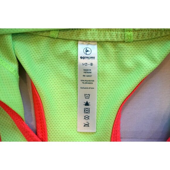 90 Degree by Reflex Girls Bright Neon Green Hooded Tank Top, Size S (7-8) - Picture 2 of 4